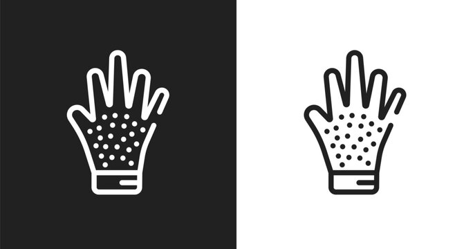Grooming glove icon. Linear black, white icon from pet shop lineal collection. Outline grooming glove vector. Thin line symbol isolated on white and black background