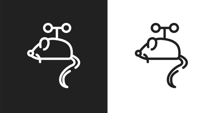 Toy mouse icon. Linear black, white icon from pet shop collection. Outline toy mouse vector. Thin line symbol isolated on white and black background