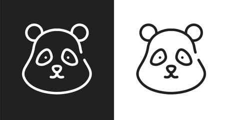 Panda bear head icon. Linear black, white icon from fauna collection. Outline panda bear head vector. Thin line symbol isolated on white and black background © VectorStockDesign