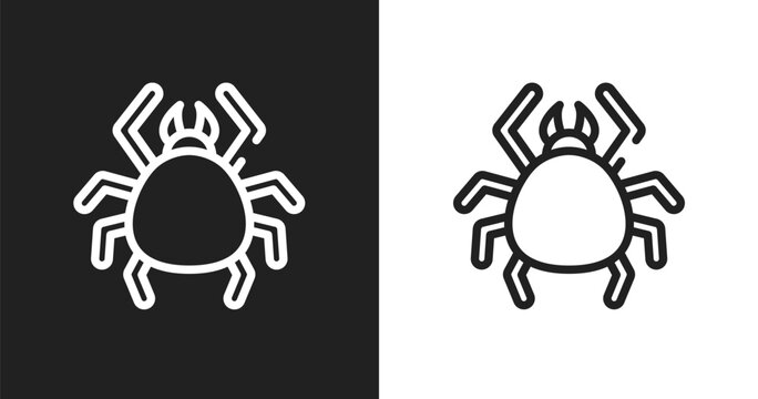 Big mite icon. Linear black, white icon from fauna collection. Outline big mite vector. Thin line symbol isolated on white and black background