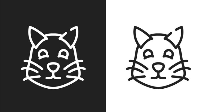 Pet cat icon. Linear black, white icon from cute animals collection. Outline pet cat vector. Thin line symbol isolated on white and black background
