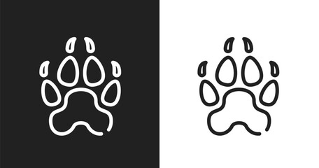 Canine pawprint icon. Linear black, white icon from free animals collection. Outline canine pawprint vector. Thin line symbol isolated on white and black background © VectorStockDesign