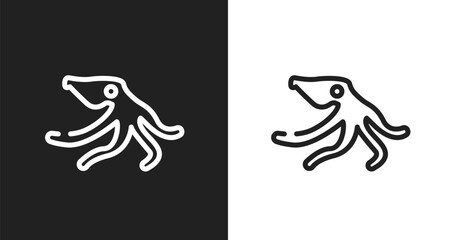 Fototapeta premium Wild octopus icon. Linear black, white icon from free animals collection. Outline wild octopus vector. Thin line symbol isolated on white and black background