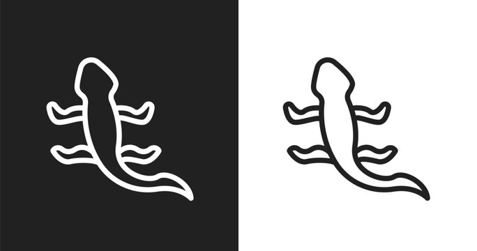 Curved lizard icon. Linear black, white icon from free animals collection. Outline curved lizard vector. Thin line symbol isolated on white and black background