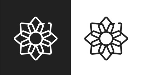 Fototapeta premium Angular flower icon. Linear black, white icon from poi nature collection. Outline angular flower vector. Thin line symbol isolated on white and black background