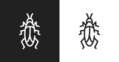 Obraz premium Roach icon. Linear black, white icon from animal kingdom collection. Outline roach vector. Thin line symbol isolated on white and black background