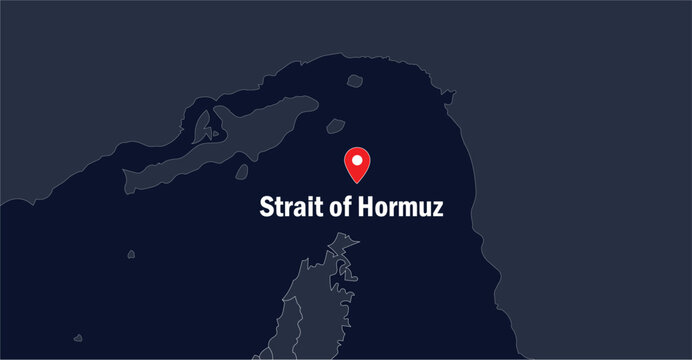Map illustration with strait of Hormuz location marked on it