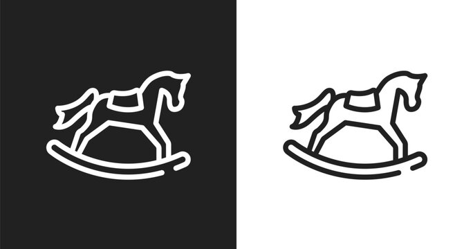 Rocker horse icon. Linear black, white icon from horses collection. Outline rocker horse vector. Thin line symbol isolated on white and black background