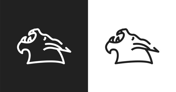 Werewolf icon. Linear black, white icon from halloween collection. Outline werewolf vector. Thin line symbol isolated on white and black background