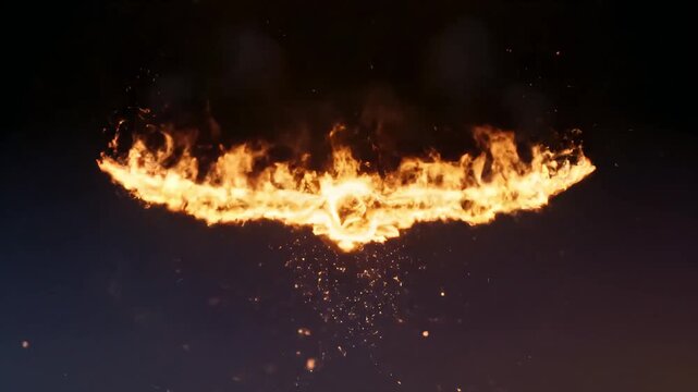 An animation of a fire energy animal in motion, with flames forming a circular shape against a dark background, conveying a sense of dynamic power and intense heat.