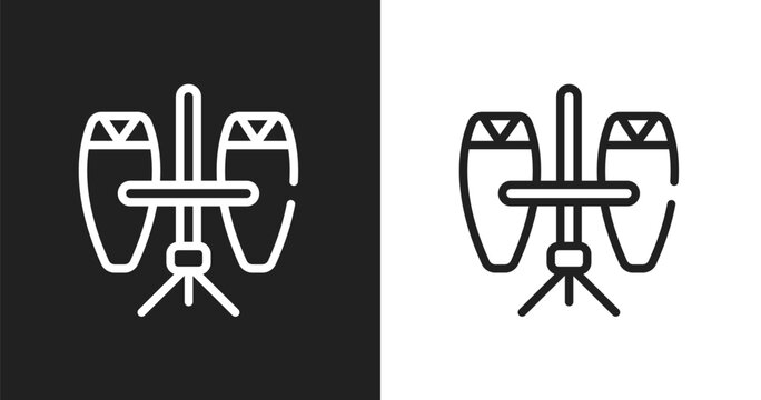 Conga icon. Linear black, white icon from africa collection. Outline conga vector. Thin line symbol isolated on white and black background