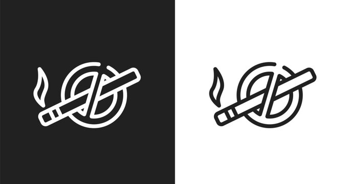 No smoking icon. Linear black, white icon from city park collection. Outline no smoking vector. Thin line symbol isolated on white and black background