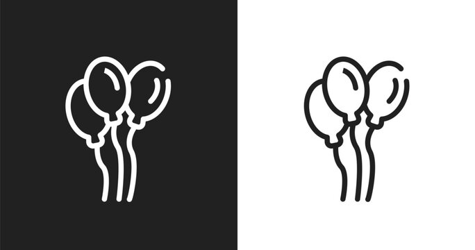 Balloons icon. Linear black, white icon from city park collection. Outline balloons vector. Thin line symbol isolated on white and black background