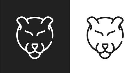 Obraz premium Panther icon. Linear black, white icon from animals collection. Outline panther vector. Thin line symbol isolated on white and black background