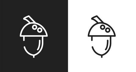 Acorn icon. Linear black, white icon from nature collection. Outline acorn vector. Thin line symbol isolated on white and black background © VectorStockDesign