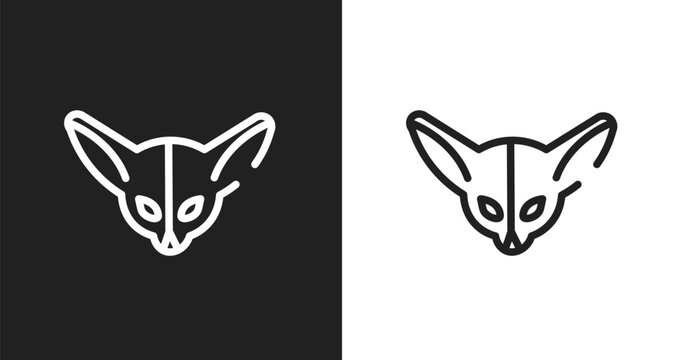 Fennec icon. Linear black, white icon from desert collection. Outline fennec vector. Thin line symbol isolated on white and black background