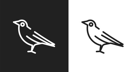 Crow icon. Linear black, white icon from birds collection. Outline crow vector. Thin line symbol isolated on white and black background © VectorStockDesign