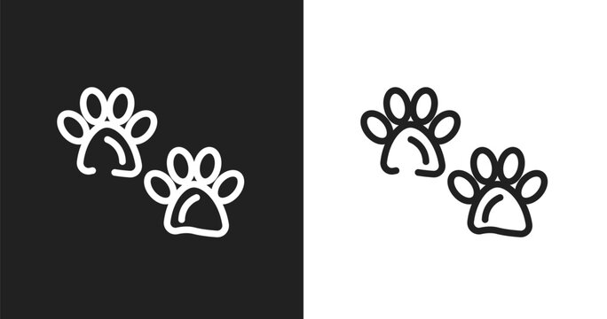 Pawprints icon. Linear black, white icon from wildlife collection. Outline pawprints vector. Thin line symbol isolated on white and black background
