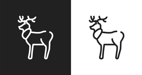 Fototapeta premium Reindeer icon. Linear black, white icon from winter nature collection. Outline reindeer vector. Thin line symbol isolated on white and black background