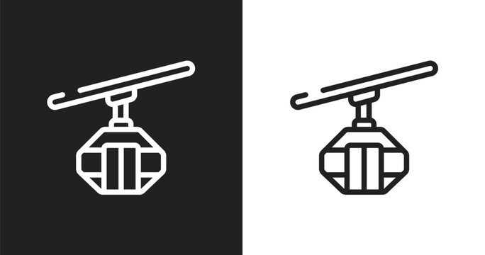 Cable car cabin icon. Linear black, white icon from winter nature collection. Outline cable car cabin vector. Thin line symbol isolated on white and black background