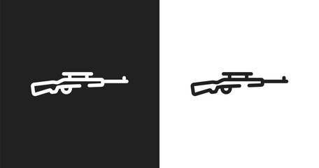 Obraz premium Rifle icon. Linear black, white icon from africa collection. Outline rifle vector. Thin line symbol isolated on white and black background