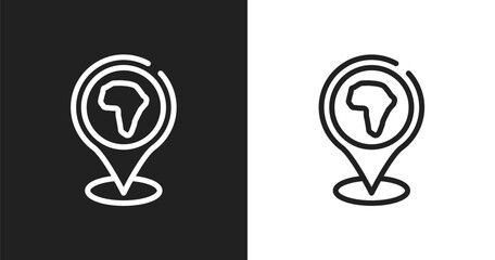 Location pin icon. Linear black, white icon from africa collection. Outline location pin vector. Thin line symbol isolated on white and black background © VectorStockDesign