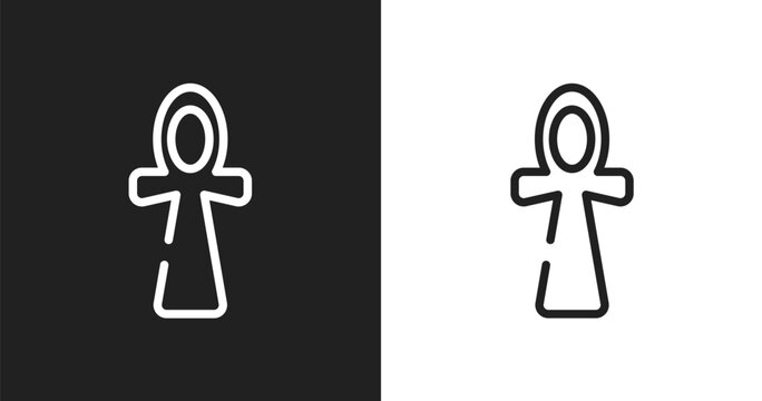 Ankh icon. Linear black, white icon from africa collection. Outline ankh vector. Thin line symbol isolated on white and black background