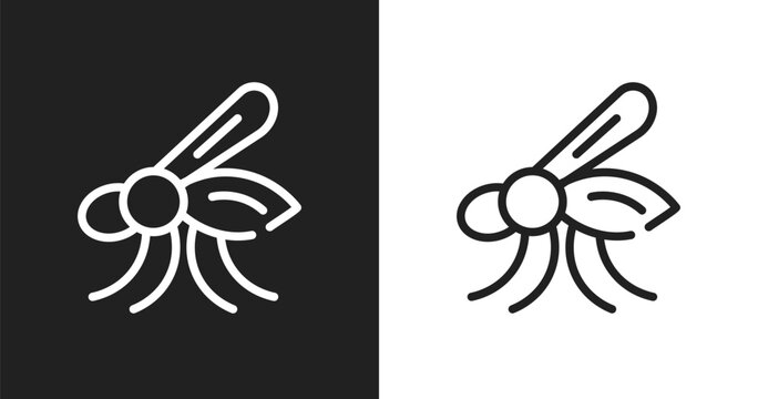 Mosquito icon. Linear black, white icon from insects collection. Outline mosquito vector. Thin line symbol isolated on white and black background