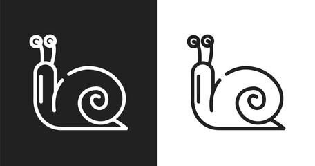 Snail icon. Linear black, white icon from nature collection. Outline snail vector. Thin line symbol isolated on white and black background © VectorStockDesign