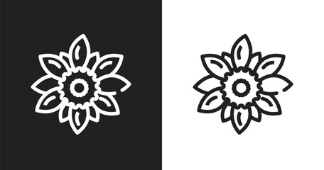 Fototapeta premium Sunflower icon. Linear black, white icon from nature collection. Outline sunflower vector. Thin line symbol isolated on white and black background
