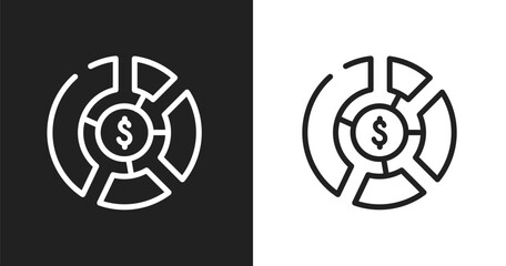 Fototapeta premium Allocation icon. Linear black, white icon from investing collection. Outline allocation vector. Thin line symbol isolated on white and black background