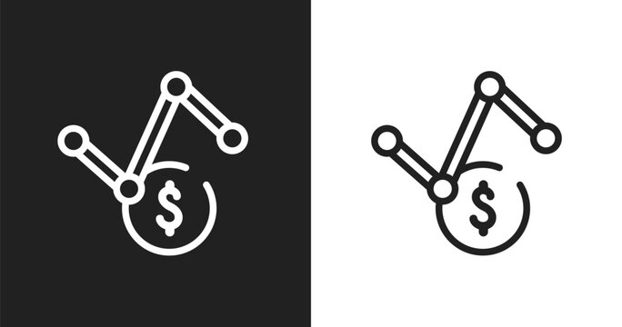 Volatility icon. Linear black, white icon from investing collection. Outline volatility vector. Thin line symbol isolated on white and black background