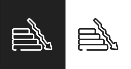 Fototapeta premium Fallen icon. Linear black, white icon from business collection. Outline fallen vector. Thin line symbol isolated on white and black background