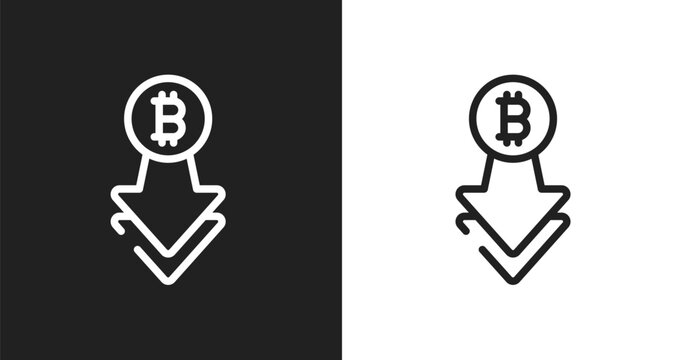Decline icon. Linear black, white icon from bitcoins cryptocurrency collection. Outline decline vector. Thin line symbol isolated on white and black background