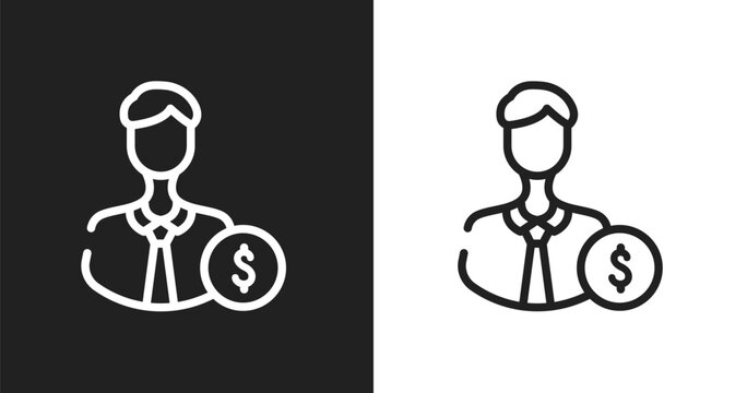 Backer icon. Linear black, white icon from crowdfunding collection. Outline backer vector. Thin line symbol isolated on white and black background