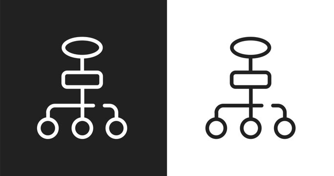 Flow chart icon. Linear black, white icon from business startup collection. Outline flow chart vector. Thin line symbol isolated on white and black background