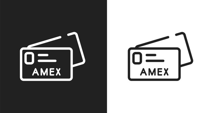 Amex icon. Linear black, white icon from economy collection. Outline amex vector. Thin line symbol isolated on white and black background