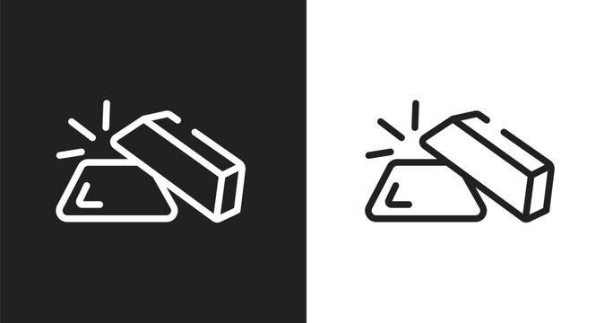 Gold ingot icon. Linear black, white icon from economy collection. Outline gold ingot vector. Thin line symbol isolated on white and black background