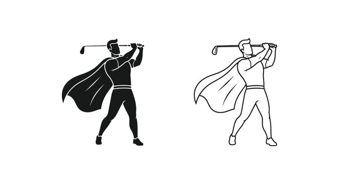 Superhero golfers swinging Vector