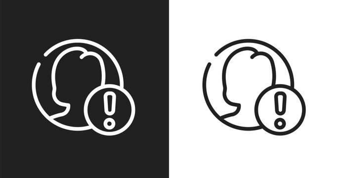 End user problem icon. Linear black, white icon from support collection. Outline end user problem vector. Thin line symbol isolated on white and black background