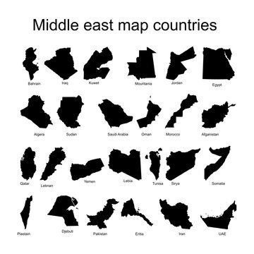 Arab and middle east countries map vector