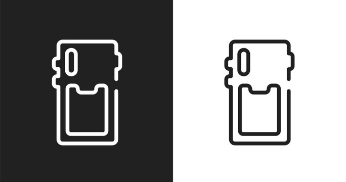 Phone card back icon. Linear black, white icon from phoneset collection. Outline phone card back vector. Thin line symbol isolated on white and black background