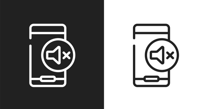 Silence interface phone symbol icon. Linear black, white icon from mobile phones collection. Outline silence interface phone symbol icon vector. Thin line symbol for use on web and mobile apps,