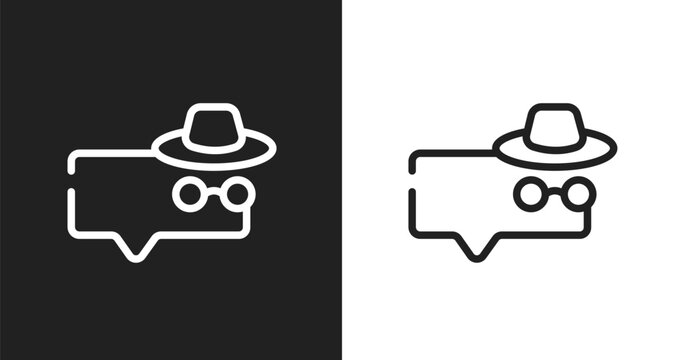 Anonymous message icon. Linear black, white icon from discussion collection. Outline anonymous message vector. Thin line symbol isolated on white and black background