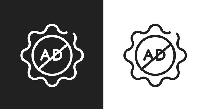 Ad block icon. Linear black, white icon from digital marketing and technology collection. Outline ad block vector. Thin line symbol isolated on white and black background