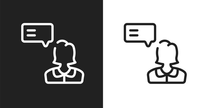 Testimonial icon. Linear black, white icon from testimonial collection. Outline testimonial vector. Thin line symbol isolated on white and black background