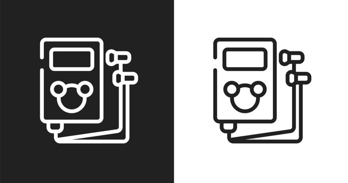 Walkman icon. Linear black, white icon from media technology collection. Outline walkman vector. Thin line symbol isolated on white and black background