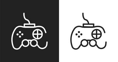 Joypad icon. Linear black, white icon from smartphone applications collection. Outline joypad vector. Thin line symbol isolated on white and black background © VectorStockDesign