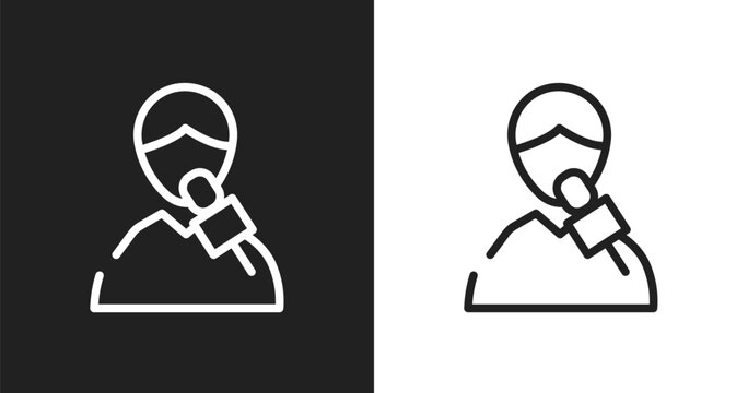 Male reporter icon. Linear black, white icon from communication and media collection. Outline male reporter vector. Thin line symbol isolated on white and black background