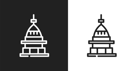 Fototapeta premium Mole antonelliana in turin icon. Linear black, white icon from cinema collection. Outline mole antonelliana in turin vector. Thin line symbol isolated on white and black background